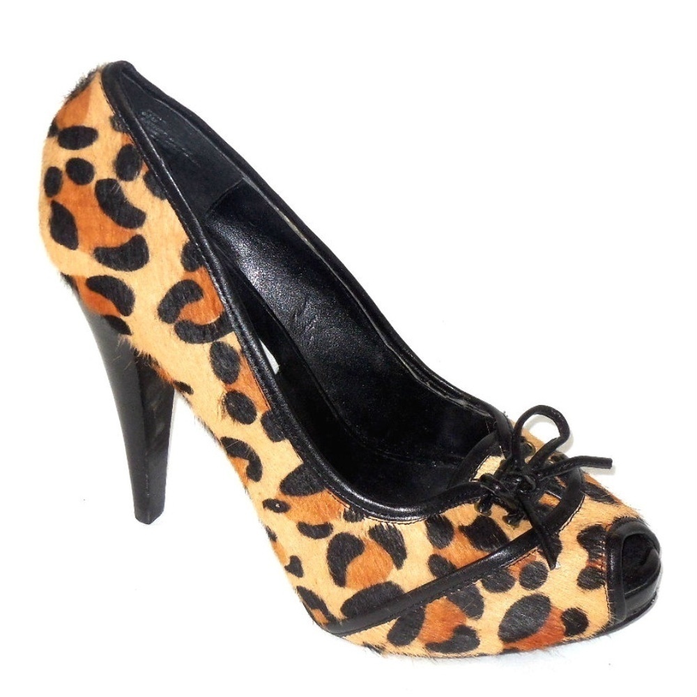 Steve Madden RIPAA Leopard Peep Toe Pumps 6.5